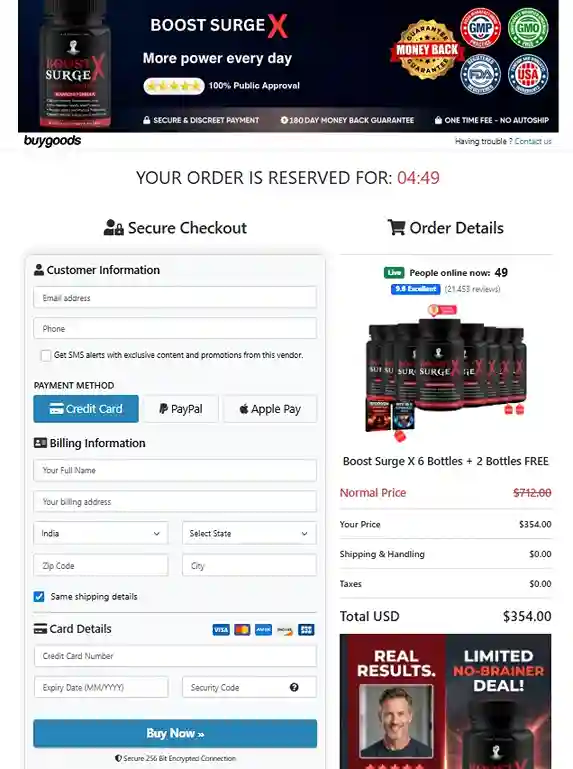 Boost Surge X Order Page